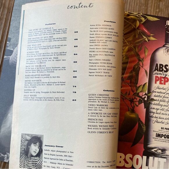 Isabelle Adjani - Interview magazine - Jan 1990 David Lynch Quincy Jones - Picture 2 of 15